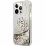Guess TPU Big 4G Liquid Glitter Gold Transparent Kryt iPhone 13 Pro