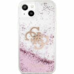Guess TPU Big 4G Liquid Glitter Pink Transparent Kryt iPhone 13 Mini