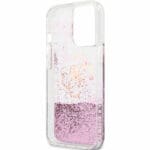 Guess TPU Big 4G Liquid Glitter Pink Transparent Kryt iPhone 13 Pro