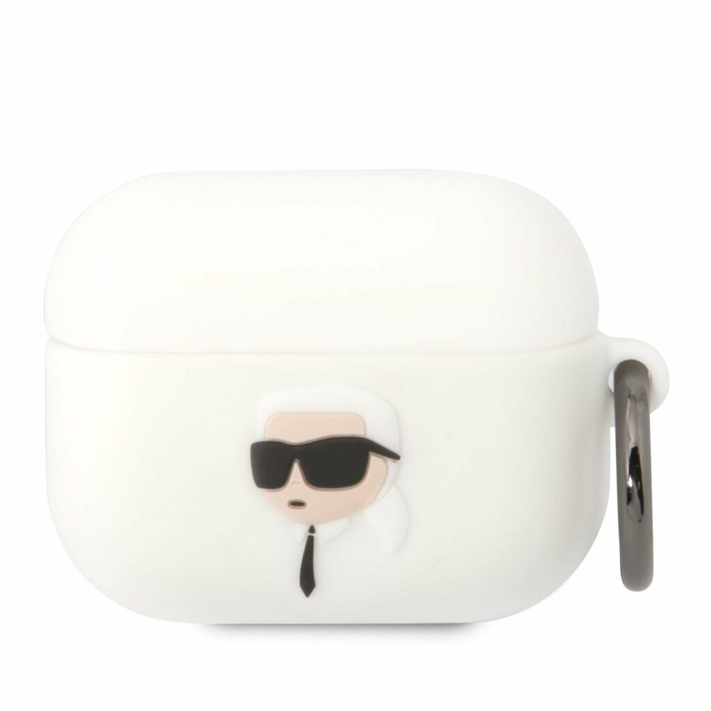 Karl Lagerfeld 3D Logo NFT Karl Head Silicone White Kryt AirPods Pro 1