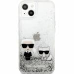Karl Lagerfeld and Choupette Liquid Glitter Silver Kryt iPhone 13 Mini