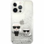 Karl Lagerfeld and Choupette Liquid Glitter Silver Kryt iPhone 13 Pro