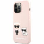 Karl Lagerfeld and Choupette Liquid Silicone Pink Kryt iPhone 13 Pro