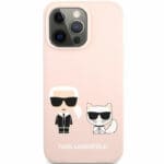 Karl Lagerfeld and Choupette Liquid Silicone Pink Kryt iPhone 13 Pro