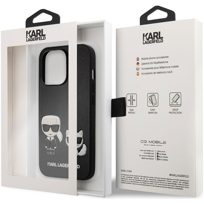 Karl Lagerfeld and Choupette PU Leather Black Kryt iPhone 13 Pro Max