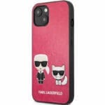 Karl Lagerfeld and Choupette PU Leather Fuchsia Kryt iPhone 13