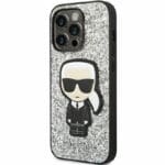 Karl Lagerfeld Glitter Flakes Ikonik Silver Kryt iPhone 14 Pro