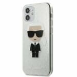 Karl Lagerfeld Glitter Ikonik Karl Silver Kryt iPhone 12 Mini