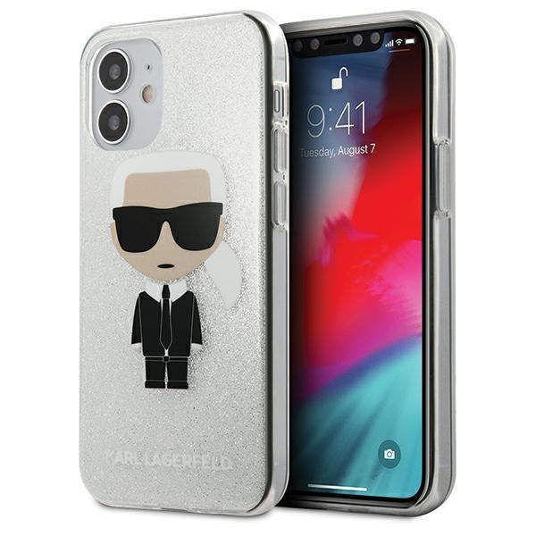 Karl Lagerfeld Glitter Ikonik Karl Silver Kryt iPhone 12 Mini
