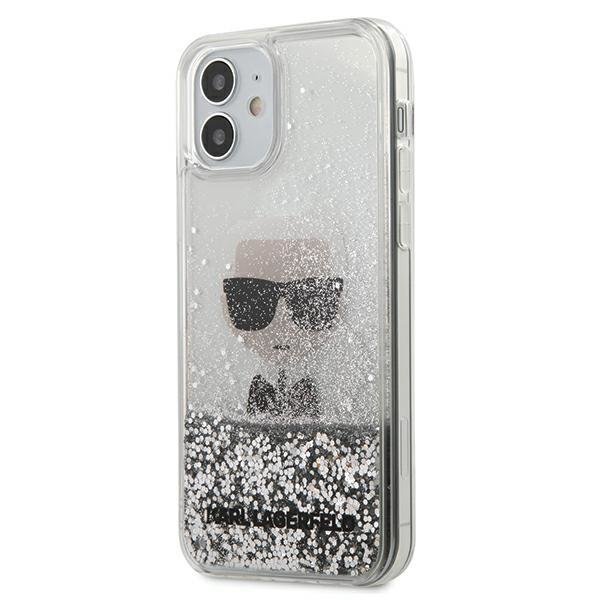 Karl Lagerfeld Ikonik Liquid Glitter Silver Kryt iPhone 12 Mini