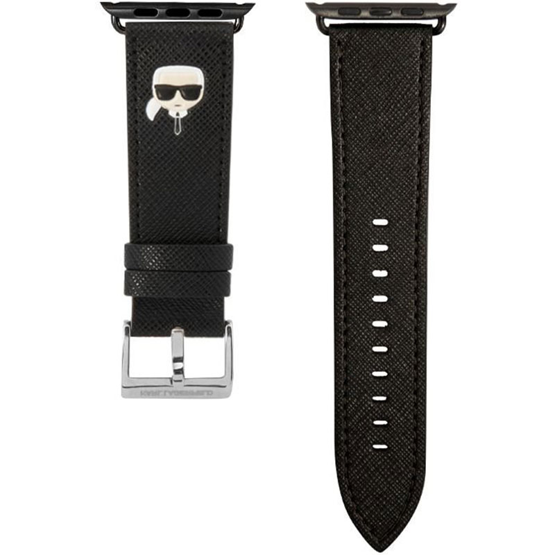 Karl Lagerfeld Karl Head PU Náramok Apple Watch 45/44/42/Ultra Black