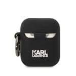 Karl Lagerfeld KLA2RUNIKK Black Silicone Karl Head 3D Kryt AirPods 1/2