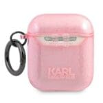 Karl Lagerfeld KLA2UKHGP Pink Glitter Karl`s Head Kryt AirPods 1/2