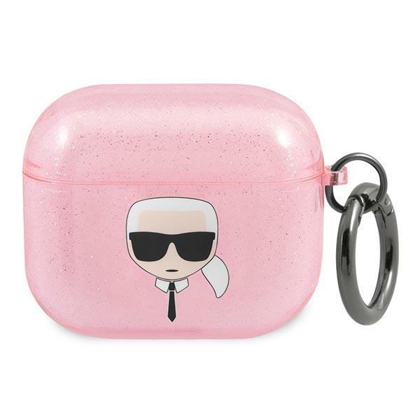 Karl Lagerfeld KLA3UKHGP Pink Glitter Karl`s Head Kryt AirPods 3