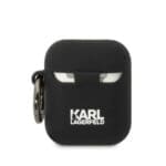 Karl Lagerfeld KLACA2SILKCK Black Silicone Karl & Choupette Kryt AirPods 1/2