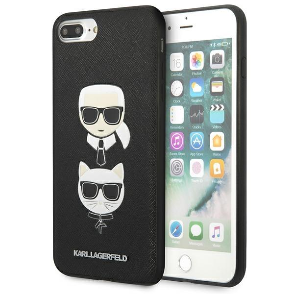 Karl Lagerfeld KLHCI8LSAKICKCBK Black Saffiano Ikonik Karl&Choupette Head Kryt iPhone 7 Plus/8 Plus