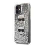 Karl Lagerfeld KLHCN61KCGLSL Silver Glitter Karl&Choupette Kryt iPhone 11