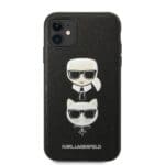 Karl Lagerfeld KLHCN61SAKICKCBK Black HardCase Saffiano Ikonik Karl&Choupette Head Kryt iPhone 11