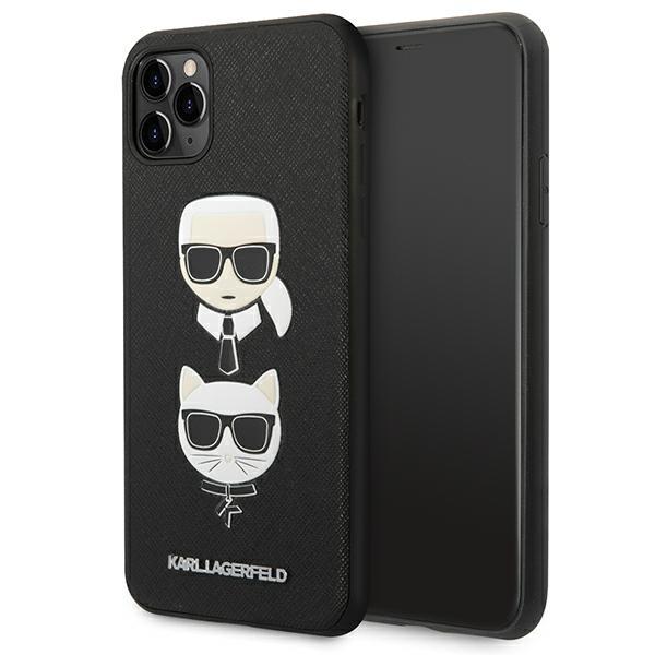 Karl Lagerfeld KLHCN65SAKICKCBK Black Saffiano Ikonik Karl&Choupette Head Kryt iPhone 11 Pro Max