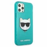Karl Lagerfeld KLHCP12LCHTRB Glitter Choupette Blue Fluo Kryt iPhone 12 Pro Max