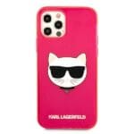 Karl Lagerfeld KLHCP12LCHTRP Glitter Choupette Pink Fluo Kryt iPhone 12 Pro Max