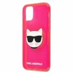 Karl Lagerfeld KLHCP12LCHTRP Glitter Choupette Pink Fluo Kryt iPhone 12 Pro Max
