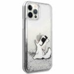 Karl Lagerfeld KLHCP12LGCFS Silver Liquid Glitter Choupette Fun Kryt iPhone 12 Pro Max