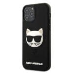 Karl Lagerfeld KLHCP12MCH3DBK Black 3D Rubber Choupette Kryt iPhone 12/12 Pro