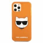 Karl Lagerfeld KLHCP12MCHTRO Glitter Choupette Orange Fluo Kryt iPhone 12/12 Pro