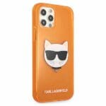 Karl Lagerfeld KLHCP12MCHTRO Glitter Choupette Orange Fluo Kryt iPhone 12/12 Pro