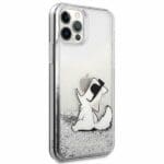Karl Lagerfeld KLHCP12MGCFS Silver Liquid Glitter Choupette Fun Kryt iPhone 12/12 Pro