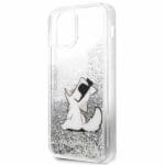 Karl Lagerfeld KLHCP12MGCFS Silver Liquid Glitter Choupette Fun Kryt iPhone 12/12 Pro