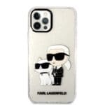 Karl Lagerfeld KLHCP12MHNKCTGT Transparent Gliter Karl&Choupette Kryt iPhone 12/12 Pro