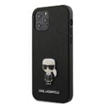 Karl Lagerfeld KLHCP12MIKMSBK Black Saffiano Ikonik Metal Kryt iPhone 12/12 Pro