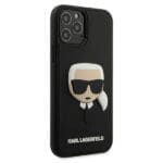 Karl Lagerfeld KLHCP12MKH3DBK Black 3D Rubber Karl`s Head Kryt iPhone 12/12 Pro