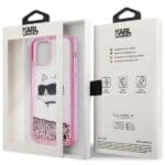 Karl Lagerfeld KLHCP12MLNCHCP Pink Glitter Choupette Head Kryt iPhone 12/12 Pro