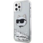 Karl Lagerfeld KLHCP12MLNCHCS Silver Glitter Choupette Head Kryt iPhone 12/12 Pro