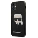 Karl Lagerfeld KLHCP12MSAKHBK Black Saffiano Ikonik Karl`s Head Kryt iPhone 12/12 Pro
