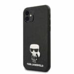 Karl Lagerfeld KLHCP12SIKMSBK Black Saffiano Ikonik Metal Kryt iPhone 12 Mini