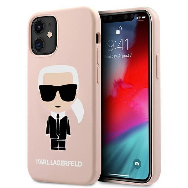 Karl Lagerfeld KLHCP12SSLFKPI Light Pink Silicone Iconic Kryt iPhone 12 Mini