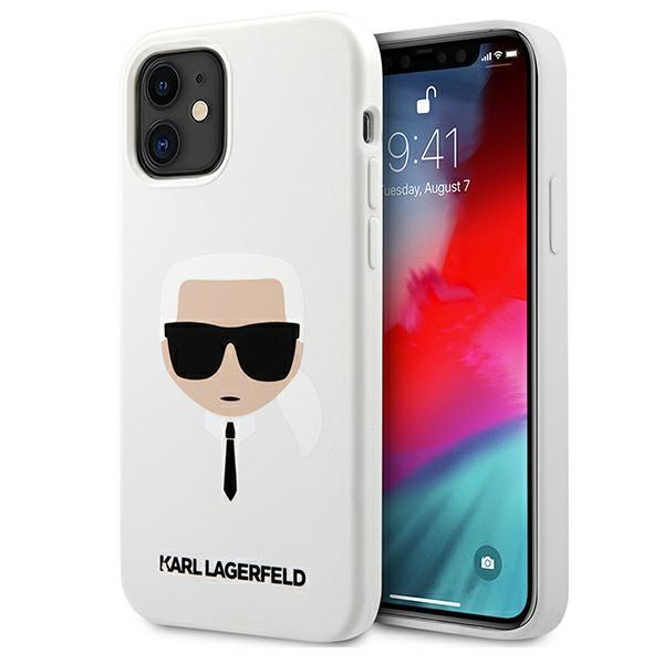 Karl Lagerfeld KLHCP12SSLKHWH White Silicone Karl`s Head Kryt iPhone 12 Mini