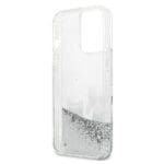 Karl Lagerfeld KLHCP13LGKCS Silver Liquid Glitter Karl&Choupette Kryt iPhone 13 Pro