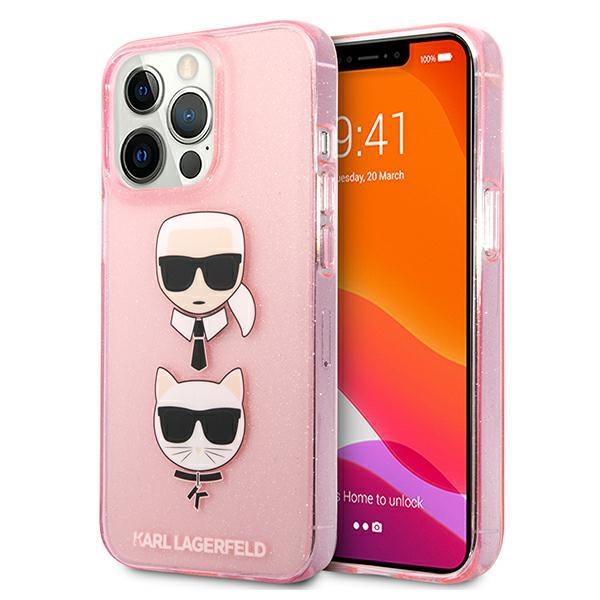 Karl Lagerfeld KLHCP13LKCTUGLP Glitter Karl&Choupette Pink Kryt iPhone 13 Pro