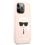 Karl Lagerfeld KLHCP13LSLKHLP Light Pink Silicone Karl`s Head Kryt iPhone 13 Pro
