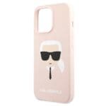 Karl Lagerfeld KLHCP13LSLKHLP Light Pink Silicone Karl`s Head Kryt iPhone 13 Pro