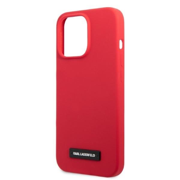 Karl Lagerfeld KLHCP13LSLMP1R Red Silicone Plaque Kryt iPhone 13 Pro