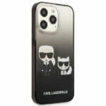 Karl Lagerfeld KLHCP13LTGKCK Black Gradient Ikonik Karl & Choupette Kryt iPhone 13 Pro