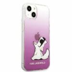 Karl Lagerfeld KLHCP13MCFNRCPI Silicone Choupette Fun Pink Kryt iPhone 13