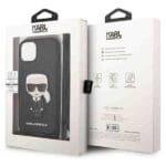 Karl Lagerfeld KLHCP13MCMNIPK Black Leather Monogram Patch And Cord Iconik Kryt iPhone 13