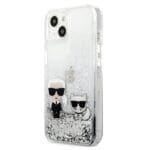 Karl Lagerfeld KLHCP13MGKCS Silver Liquid Glitter Karl&Choupette Kryt iPhone 13